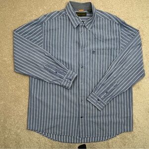 Timberland Shirt Adult Extra Large Blue Button Up Stripe Outdoor Casual Men